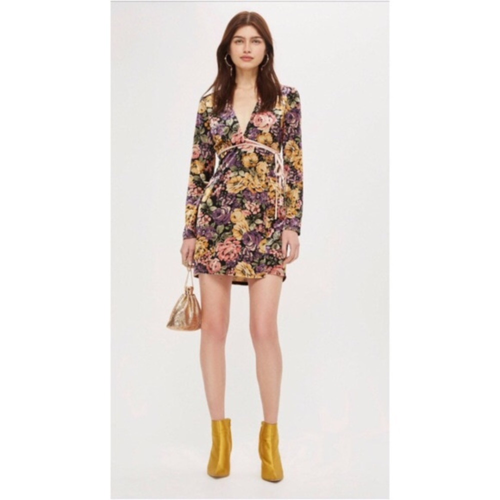 Top shop velvet floral wrap dress